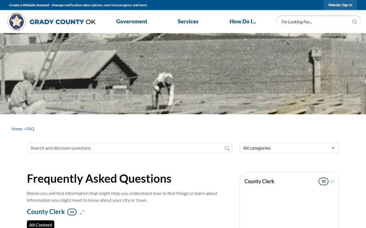 Grady County FAQ on records, fees, and DD-214 access