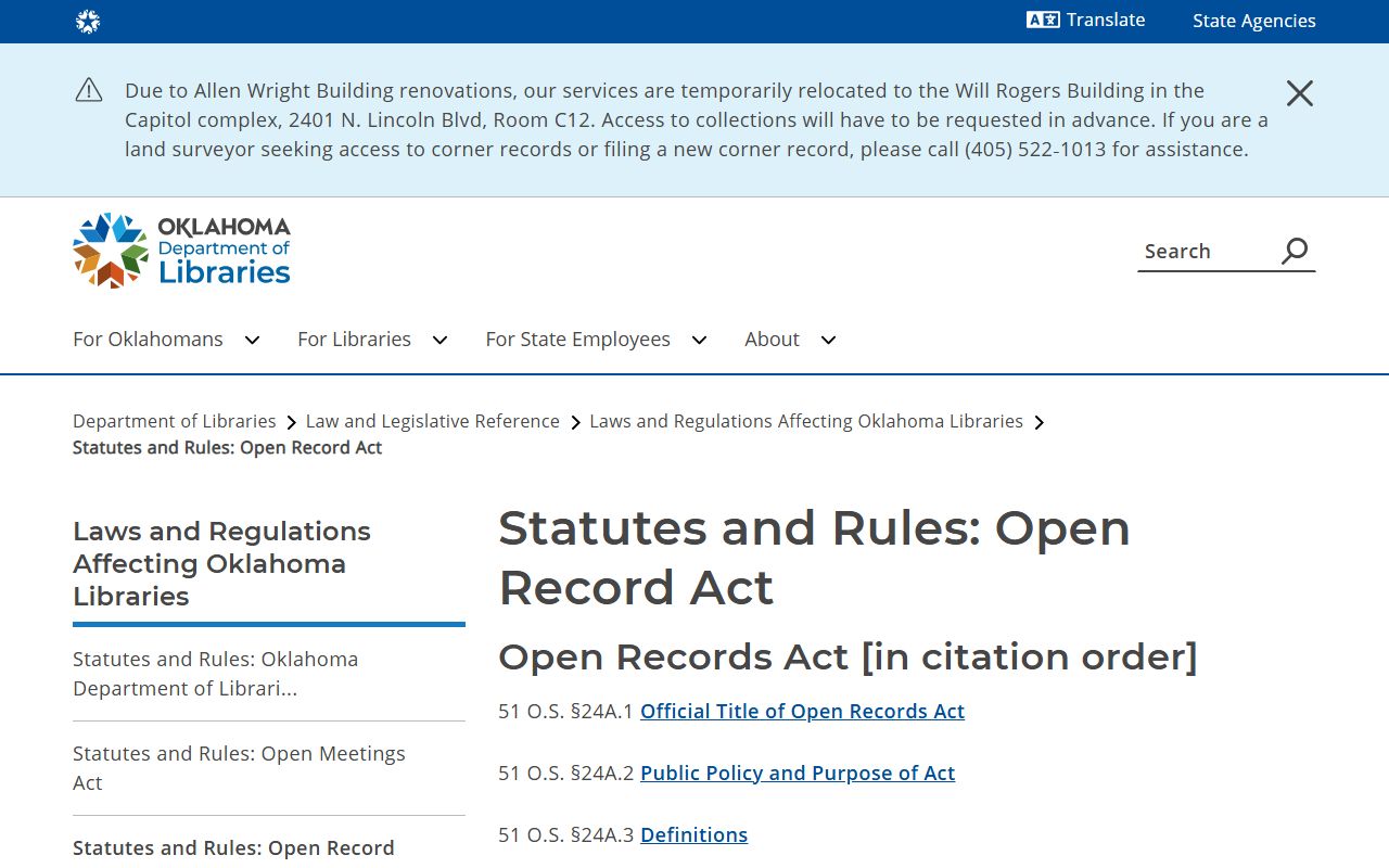 Oklahoma Open Records Act index for Grady County court records