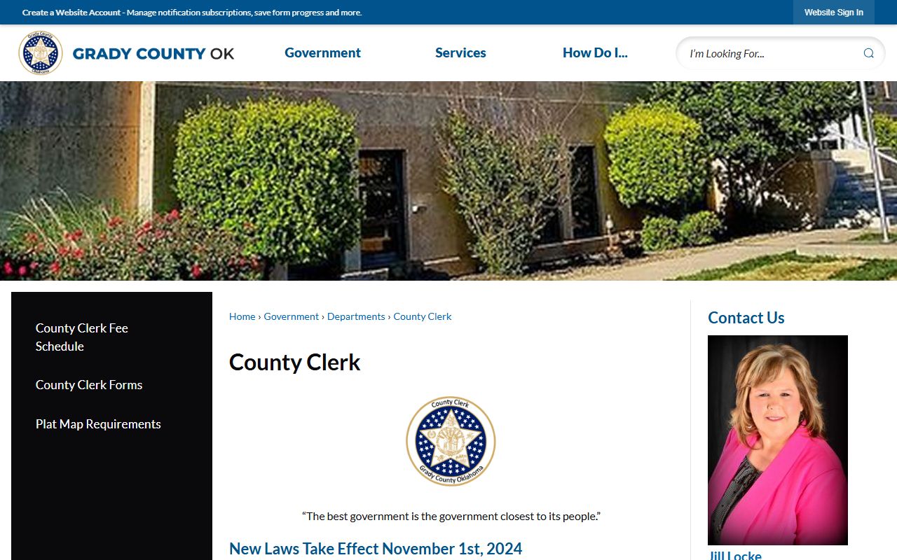 Grady County court records split with the County Clerk recorder page
