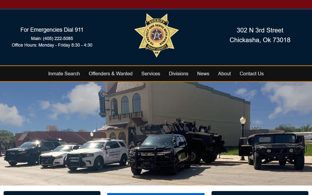 Grady County court records link to the Sheriff's Office homepage
