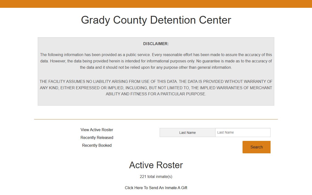 Grady County jail roster list of inmates in custody
