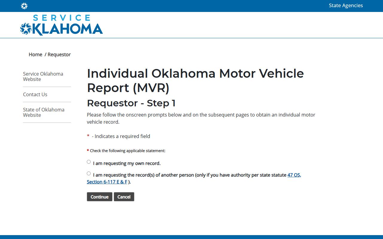 Grady County traffic driver record request through Service Oklahoma